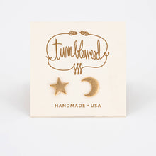 Load image into Gallery viewer, Tumbleweed - Stars &amp; Moon Studs: Sterling Silver
