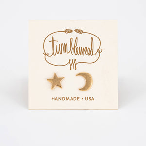 Tumbleweed - Stars & Moon Studs: Sterling Silver