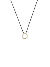 Load image into Gallery viewer, CLP Jewelry - 14k Hammered Circle on Oxidized Silver Chain
