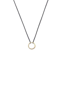 CLP Jewelry - 14k Hammered Circle on Oxidized Silver Chain