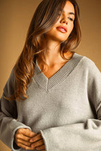 Load image into Gallery viewer, MIOU MUSE - V-NECK OVERSIZED LONG SLEEVE SWEATER TOP
