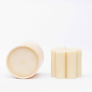 Ginger June Candle Co. - cream daisy pillar candle  • 9 oz soy candle