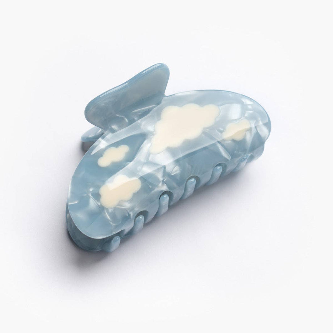 WINONA IRENE - Lucy Sky Blue with White Clouds Acetate Hair Claw Clip
