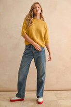 Load image into Gallery viewer, MIOU MUSE - T3675   SHORT SLEEVE SWEATER TOP: SAGE BUTTER / M
