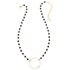 Heather Hawkins - Large Hammered Circle Necklace: Black Spinel