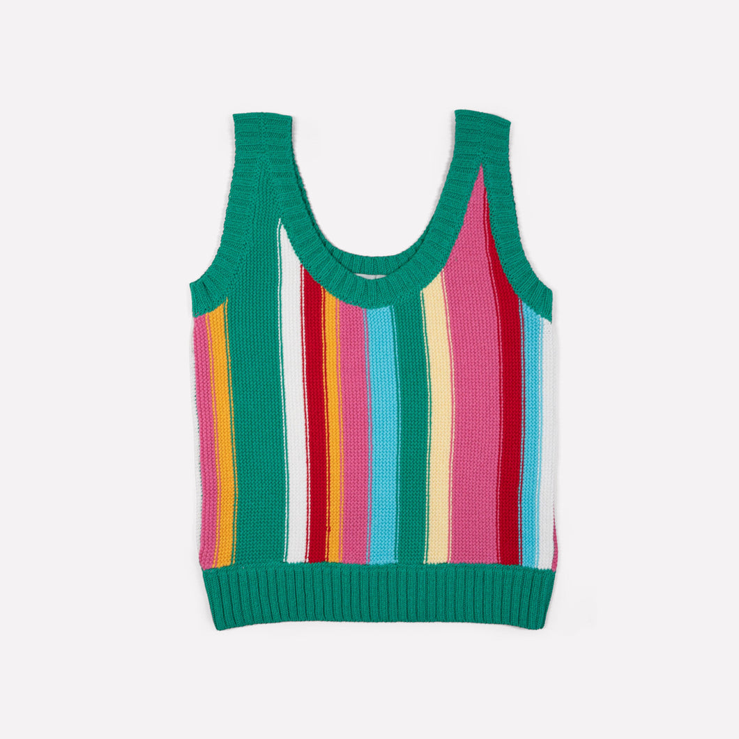 GiGi Knitwear - Vertical Stripe Tank Top In Multicolor