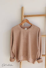 Load image into Gallery viewer, OAT COLLECTIVE - PREMIUM BASIC Cropped Thermal Vintage Pullover: WASHED CRANBERRY / L
