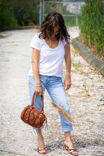 Load image into Gallery viewer, Bolsa Nova Handbags - Small Leather Pocket Satchel w/removeable strap: Cognac
