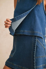 Load image into Gallery viewer, MIOU MUSE - ASYMMETRIC CUT DENIM TOP
