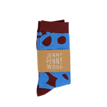 Load image into Gallery viewer, Jenny Pennywood - Crew Socks - Dottie in Blue Maroon
