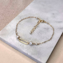 Load image into Gallery viewer, Elysium Jewelry - Oval and Pearl Bracelet: Gold Filled
