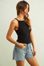 Load image into Gallery viewer, MIOU MUSE - WHITE SQUARE NECK RIBBED TANK TOP

