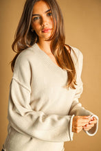Load image into Gallery viewer, MIOU MUSE - V-NECK OVERSIZED LONG SLEEVE SWEATER TOP
