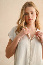 Load image into Gallery viewer, MIOU MUSE - Cream BUTTON DOWN CAP SLEEVE SHIRTS
