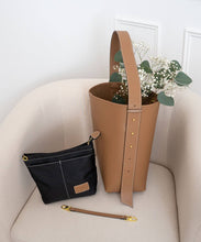 Load image into Gallery viewer, AALLYN - Jolina Bucket Tote - Leather: Wood Berry/Silver
