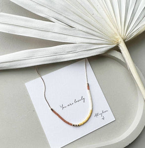 Madeline French Designs - tiny beaded necklace: Mauve Neutral / 16''