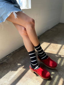 Striped Boyfriend Socks: Red Stripe