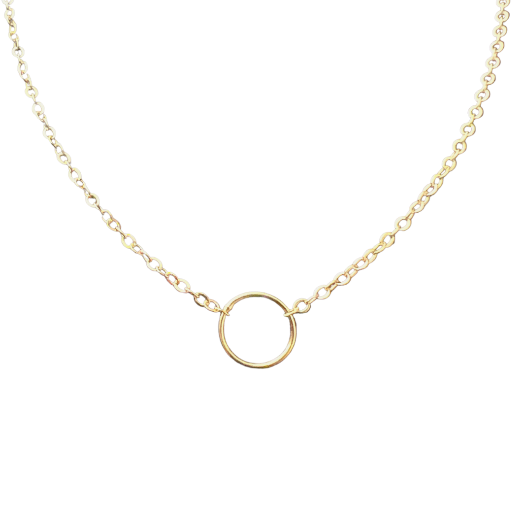Tumbleweed - Single Circle Necklace - Sterling Chain with 14k Gold Circle