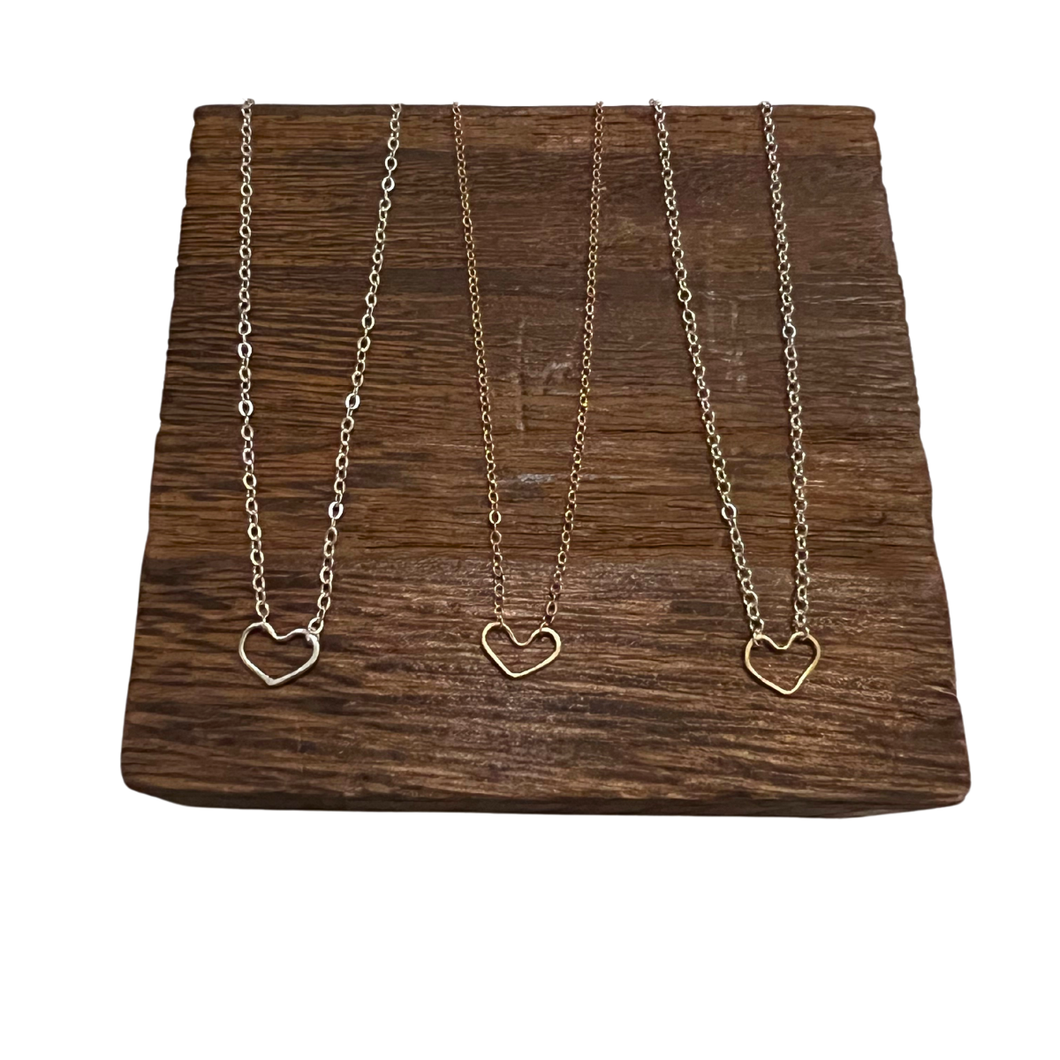 Tumbleweed - Mini Heart Necklace - Sterling Chain 14k Gold Heart
