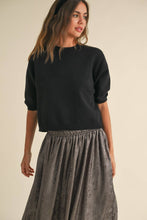 Load image into Gallery viewer, MIOU MUSE - T3675   SHORT SLEEVE SWEATER TOP: SAGE BUTTER / M
