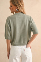 Load image into Gallery viewer, MIOU MUSE - T3675   SHORT SLEEVE SWEATER TOP: SAGE BUTTER / M
