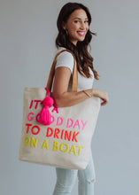 Load image into Gallery viewer, Panache Apparel Co. - Cream Drink On A Boat Tote
