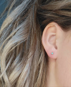 CLP Jewelry - Tiny Stone Stud Earrings: Opal