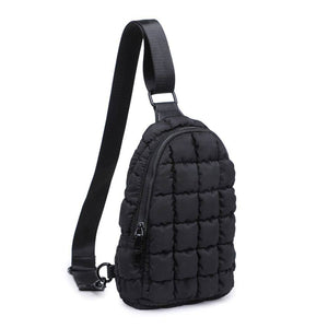 Sol and Selene - Rejuvenate - Quilted Puffer Nylon Sling Backpack: Black