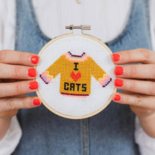 Load image into Gallery viewer, Cotton Clara - I Love Cats Cross Stitch Kit
