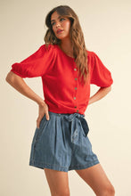 Load image into Gallery viewer, MIOU MUSE - PUFF SHORT SLEEVE CARDIGAN- Heather Grey
