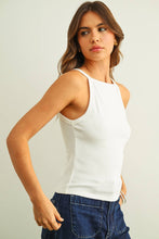 Load image into Gallery viewer, MIOU MUSE - WHITE SQUARE NECK RIBBED TANK TOP
