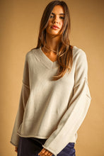 Load image into Gallery viewer, MIOU MUSE - V-NECK OVERSIZED LONG SLEEVE SWEATER TOP
