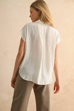 Load image into Gallery viewer, MIOU MUSE - Cream BUTTON DOWN CAP SLEEVE SHIRTS
