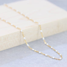 Load image into Gallery viewer, Sloane Jewelry Design - Enamel Beaded 14K Gold Filled Chain Necklace: Pearlescent Blue
