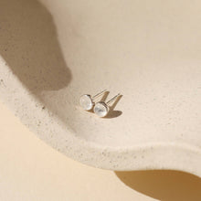 Load image into Gallery viewer, Token Jewelry - Moonstone Studs I 4mm Gemstone Earrings: 14k Gold Fill
