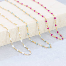 Load image into Gallery viewer, Sloane Jewelry Design - Enamel Beaded 14K Gold Filled Chain Necklace: White
