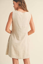 Load image into Gallery viewer, MIOU MUSE -  LINEN SQUARE NECK MINI DRESS
