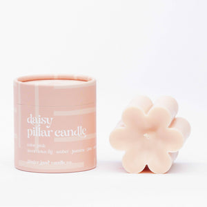 Ginger June Candle Co. - Pink daisy pillar candle