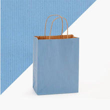 Load image into Gallery viewer, Nashville Wraps - Recycled Shadow Stripe Kraft Paper Retail Shopping Bags: Picket Fence / 25 Pack / Cub 8x4.75x10.5"
