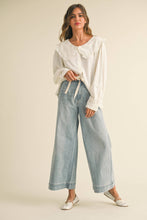 Load image into Gallery viewer, MIOU MUSE -WASHED DENIM WITH TIE FRONT PANTS
