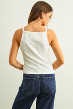 Load image into Gallery viewer, MIOU MUSE - WHITE SQUARE NECK RIBBED TANK TOP
