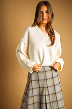 Load image into Gallery viewer, MIOU MUSE - V-NECK OVERSIZED LONG SLEEVE SWEATER TOP
