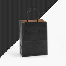 Load image into Gallery viewer, Nashville Wraps - Recycled Shadow Stripe Kraft Paper Retail Shopping Bags: Picket Fence / 25 Pack / Cub 8x4.75x10.5"

