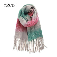 Load image into Gallery viewer, Adorro - Chunky Oblong Plaid Fleece Scarf- Pink and Grey
