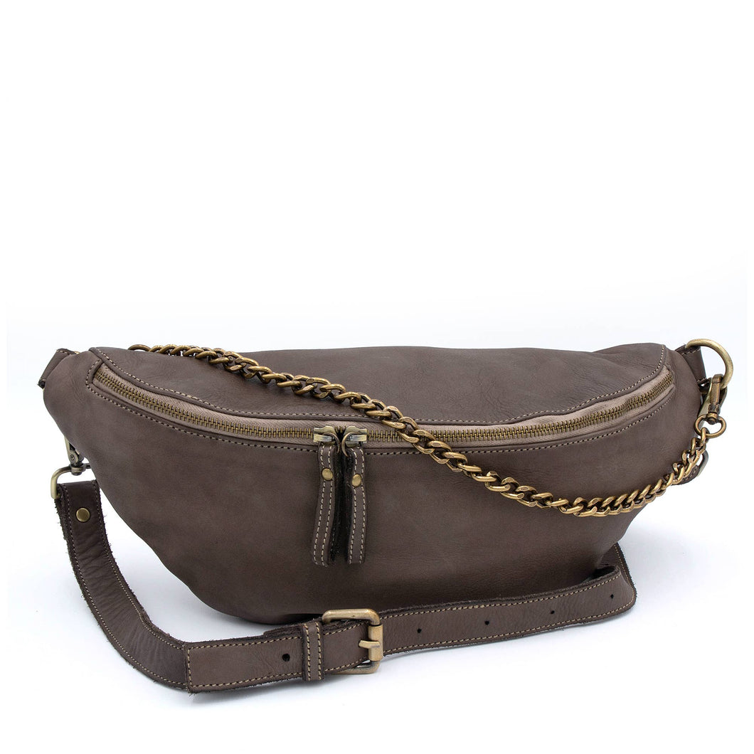 Bolsa Nova Handbags - Capri Leather Sling Bag: Mushroom