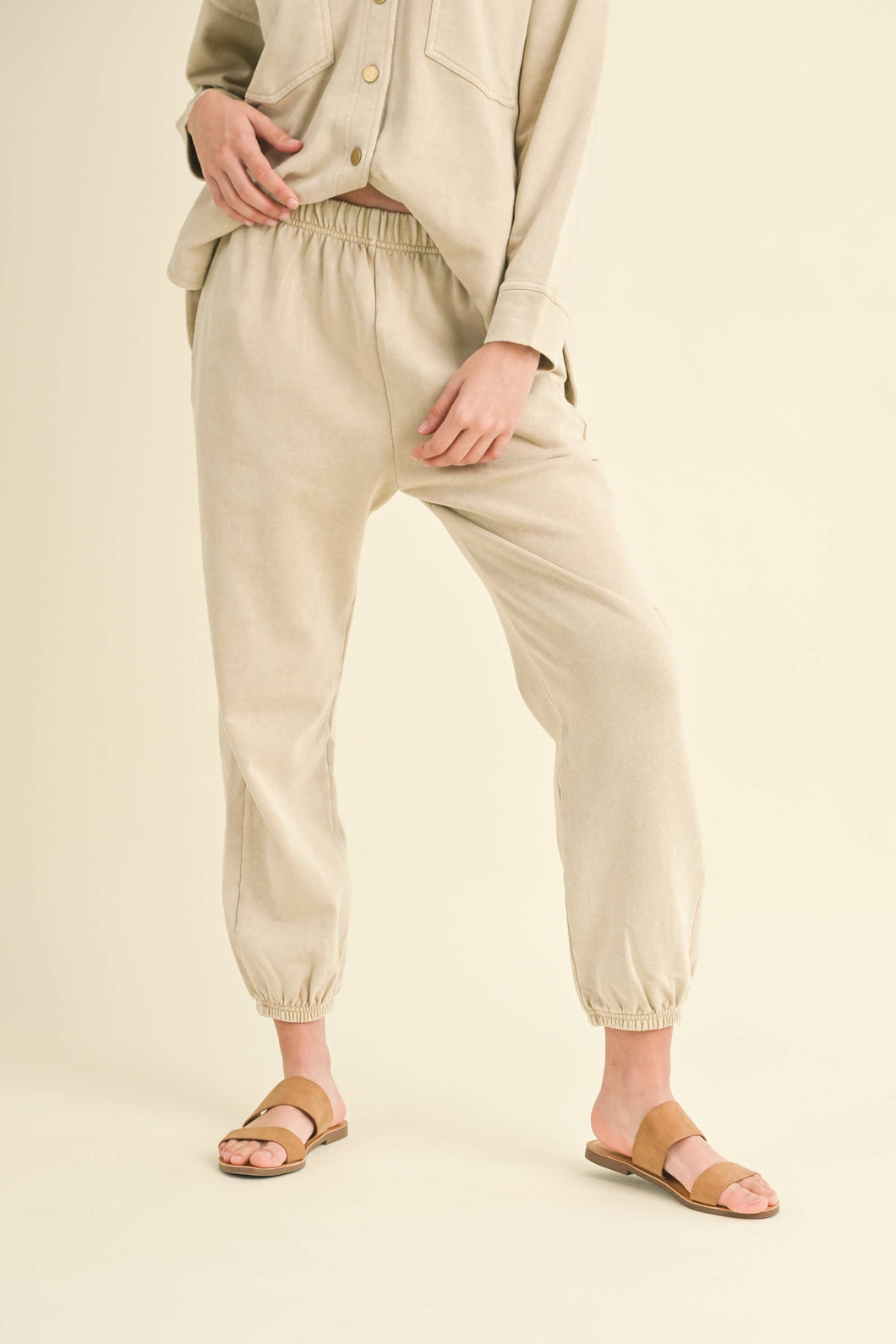 MIOU MUSE - WASHED SWEATPANTS- Beige