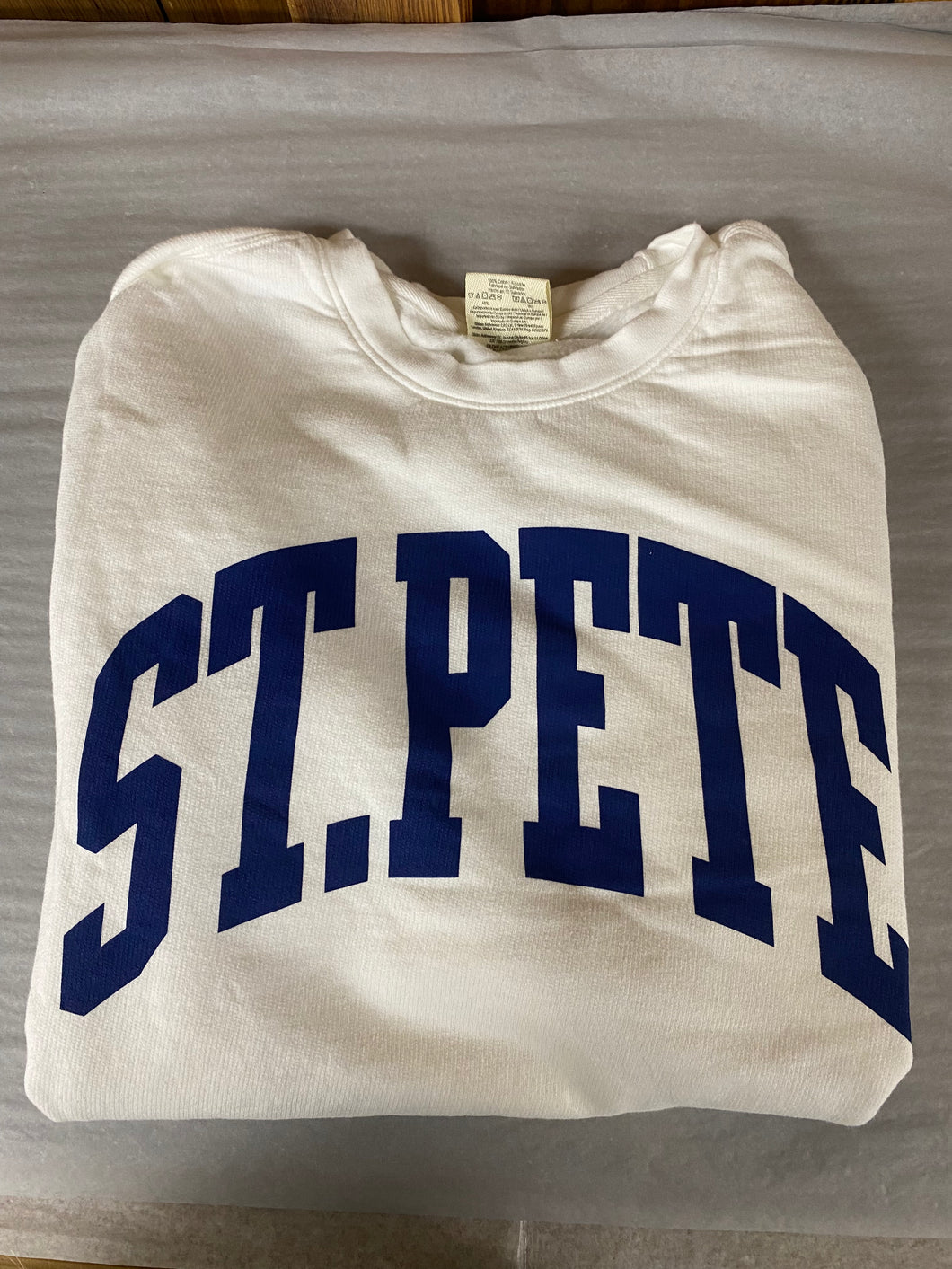 St. Pete Collegiate lightweight Sweatshirt - White and Navy