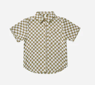 Rylee + Cru Short Sleeve Shirt - Olive Check