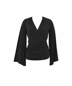 Red Haute Surplice Bell Sleeve Top