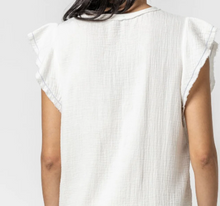 Load image into Gallery viewer, Lilla P Flutter Sleeve Gauze Dress - white

